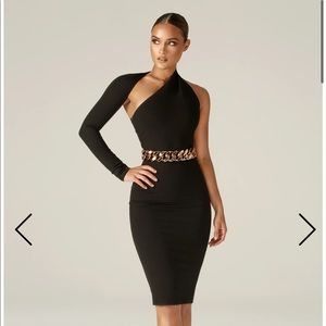 Alieva Black Dress Modern Dress with Gold Belt